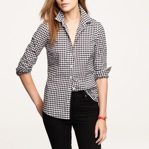 J. Crew Gingham Long Sleeve Button Down Collared Boy Shirt Sz 0